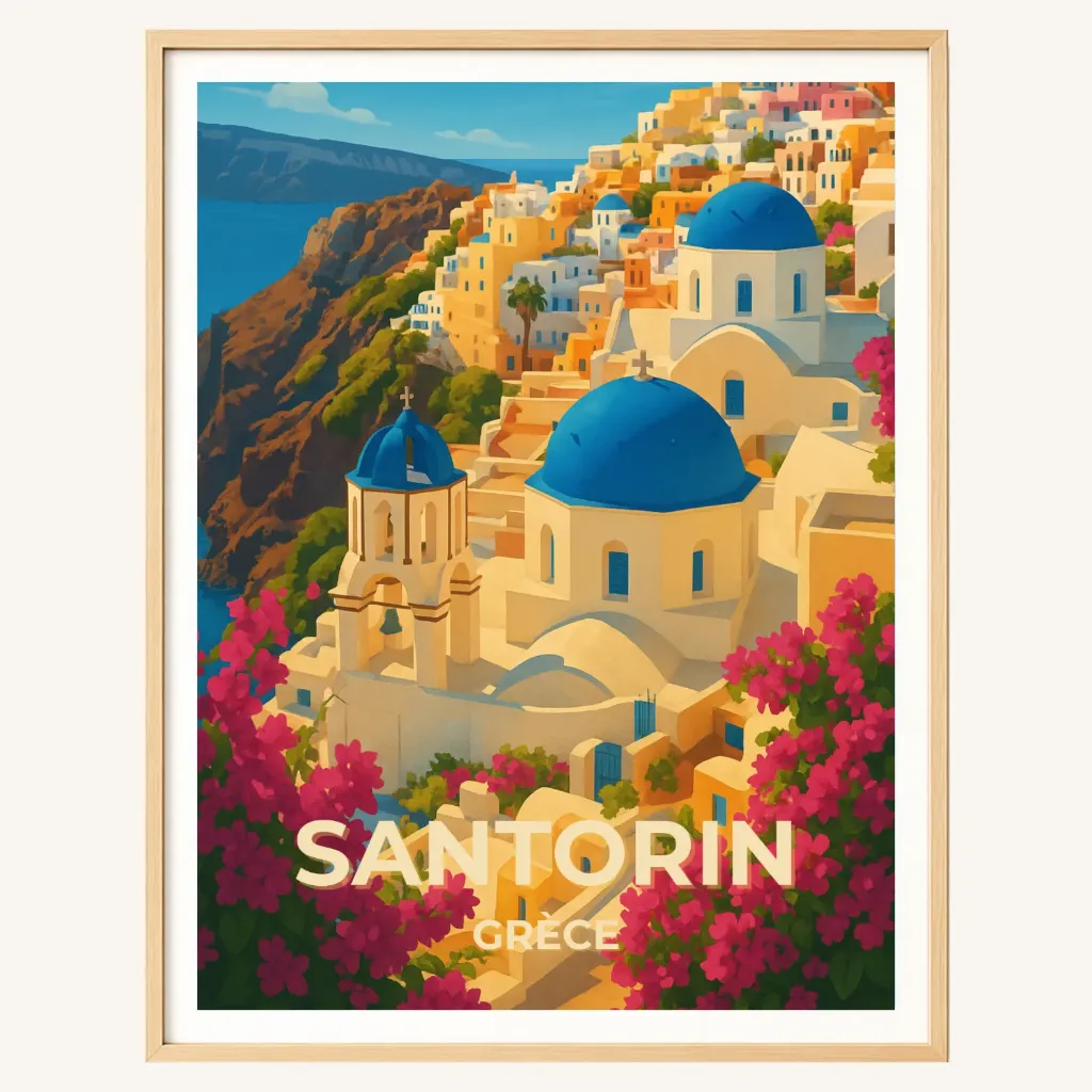 Affiche Santorin – Oia & Cyclades, Grèce (A4)