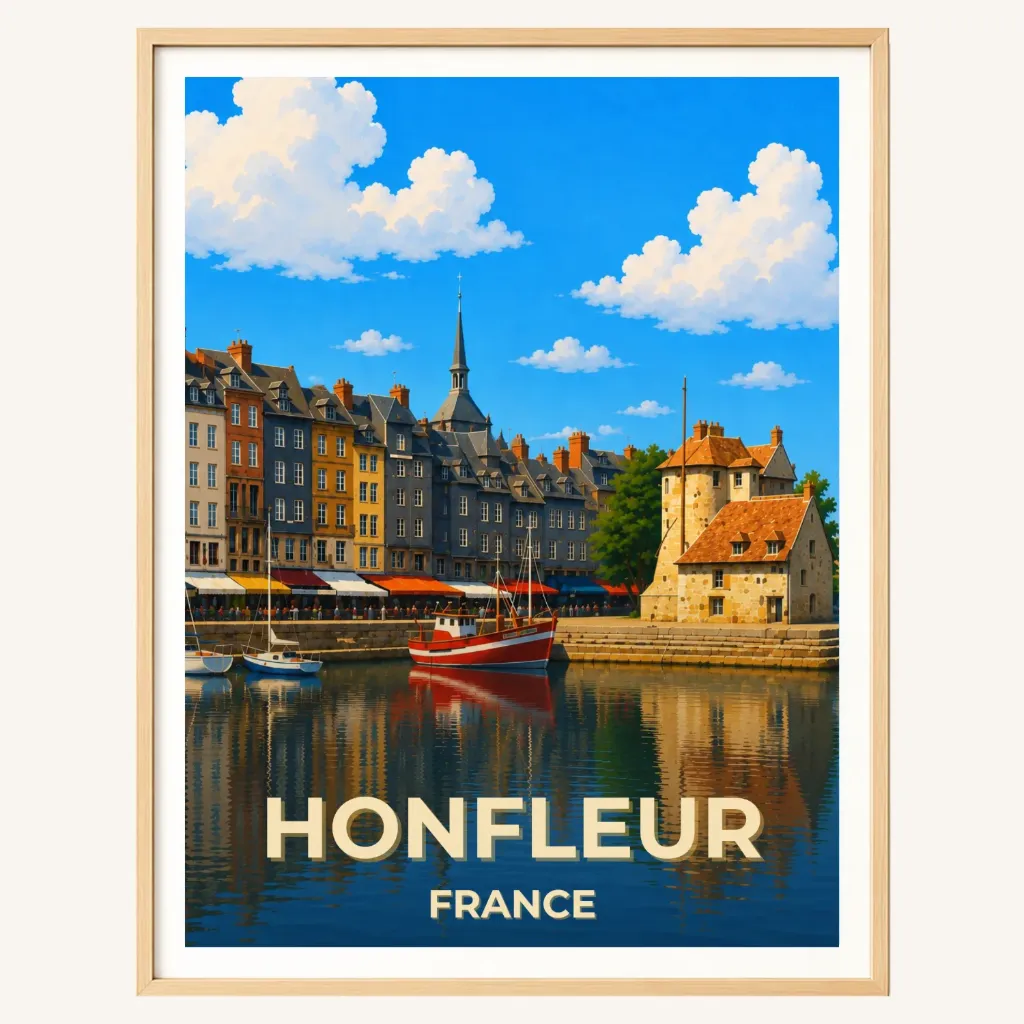 Affiche Honfleur – Vieux Bassin et Lieutenance, Normandie