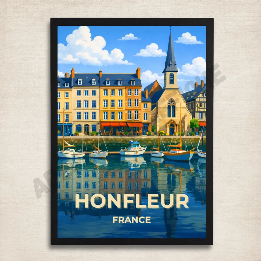 Affiche Honfleur – Vieux Bassin, Normandie