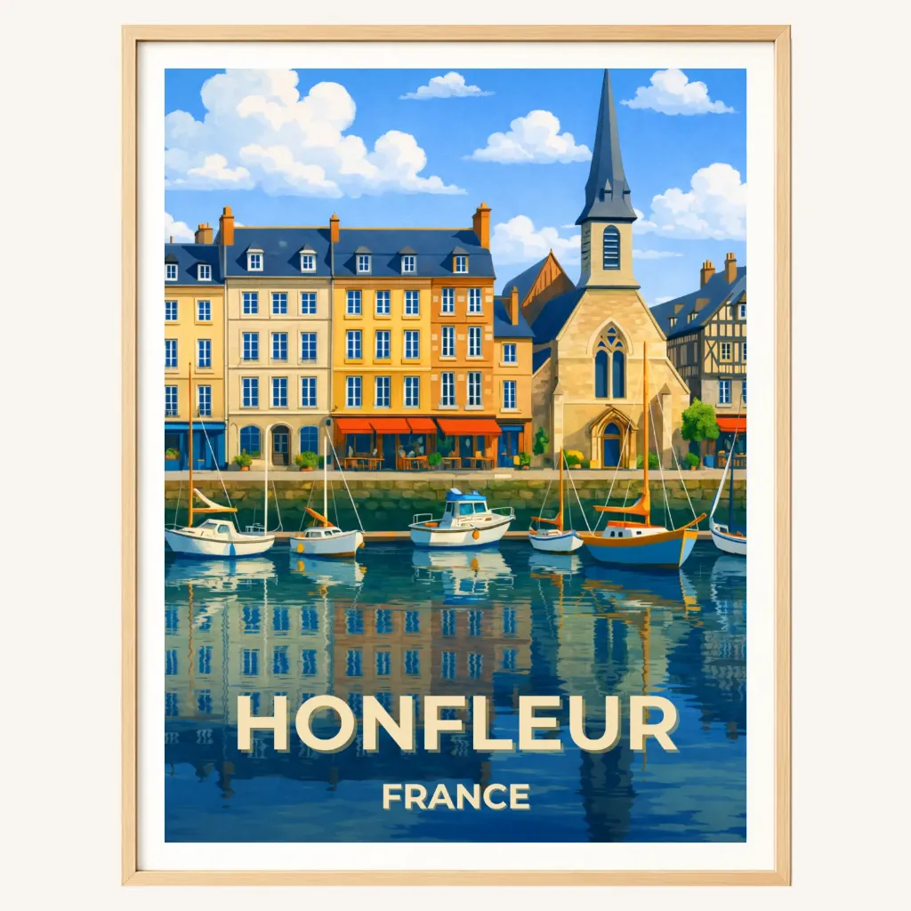 Affiche Honfleur – Vieux Bassin, Normandie (A4)