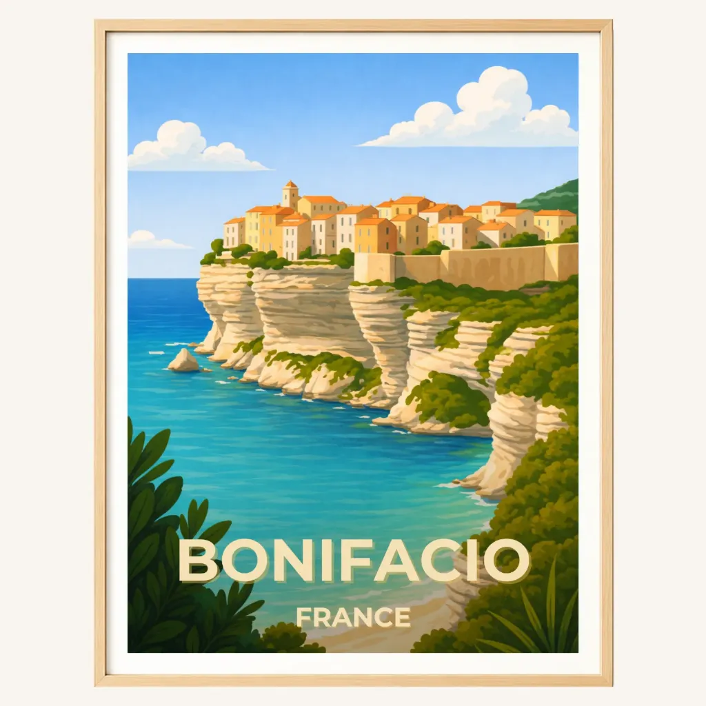 Affiche Bonifacio – Citadelle & Falaises de Corse (A4)