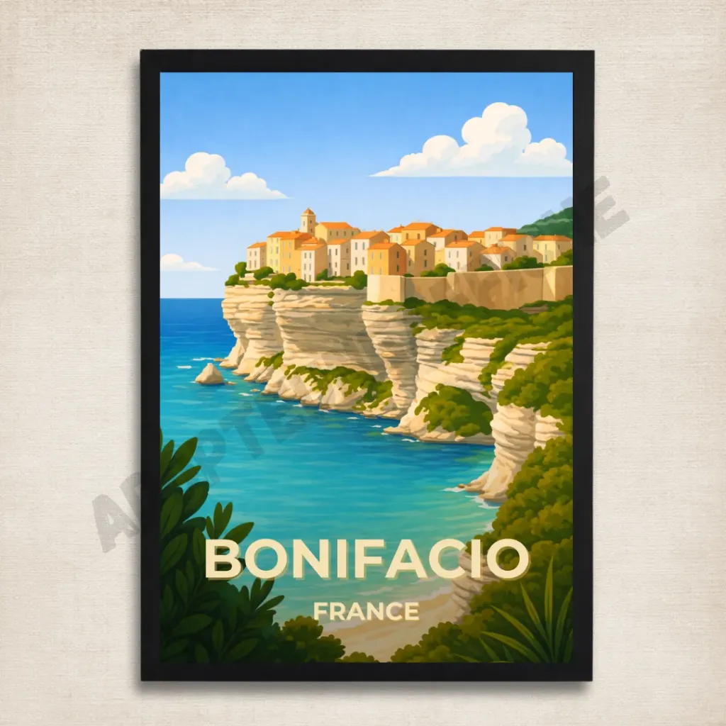 Affiche Bonifacio – Citadelle & Falaises de Corse