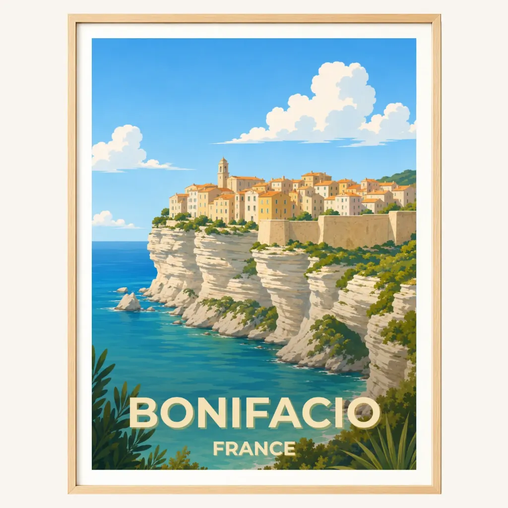 Affiche Bonifacio – Citadelle & Falaises de Corse (A4, Brillant)