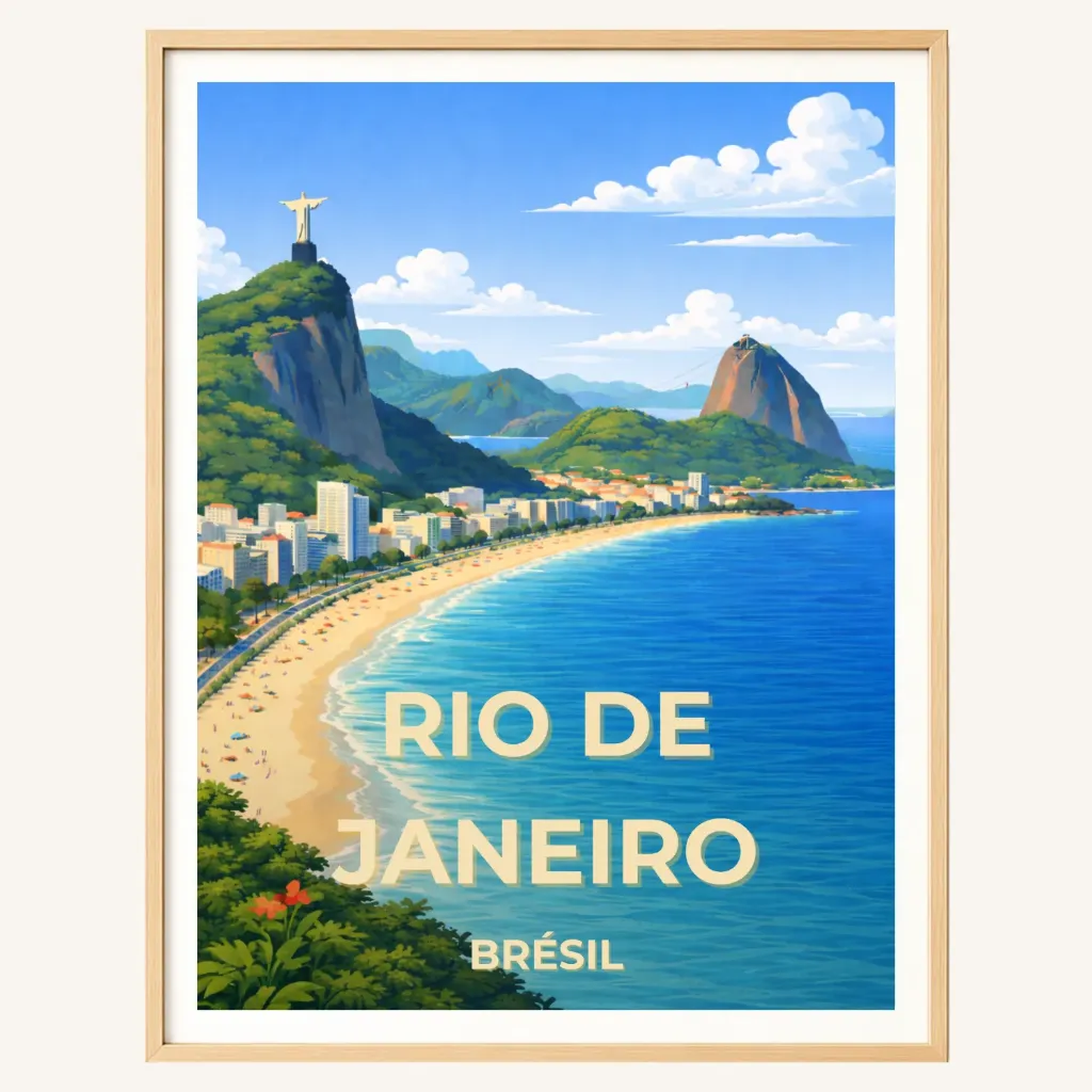 Affiche Rio de Janeiro – Christ Rédempteur, Brésil (A4)