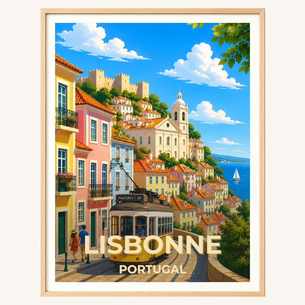 Affiche Lisbonne – Tramway & Alfama, Portugal (A4)