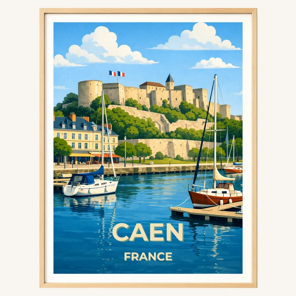 Affiche Caen – Château et patrimoine normand (A4)