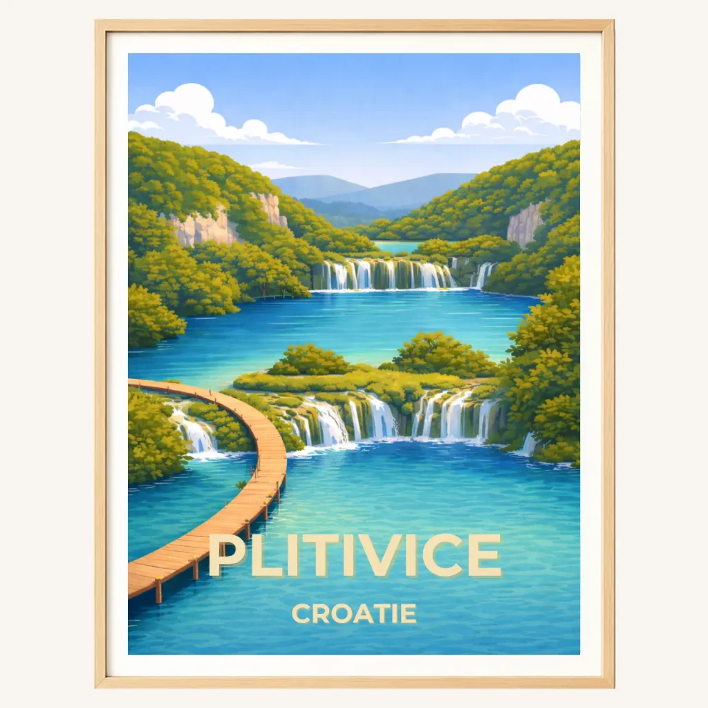Affiche Plitvice – Lacs & Cascades de Croatie (A4)