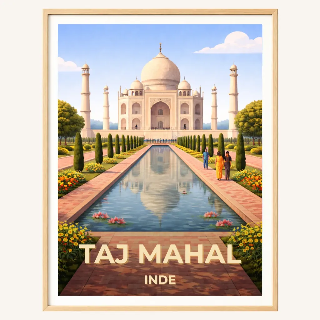 Affiche Taj Mahal – Agra, Inde (A4)