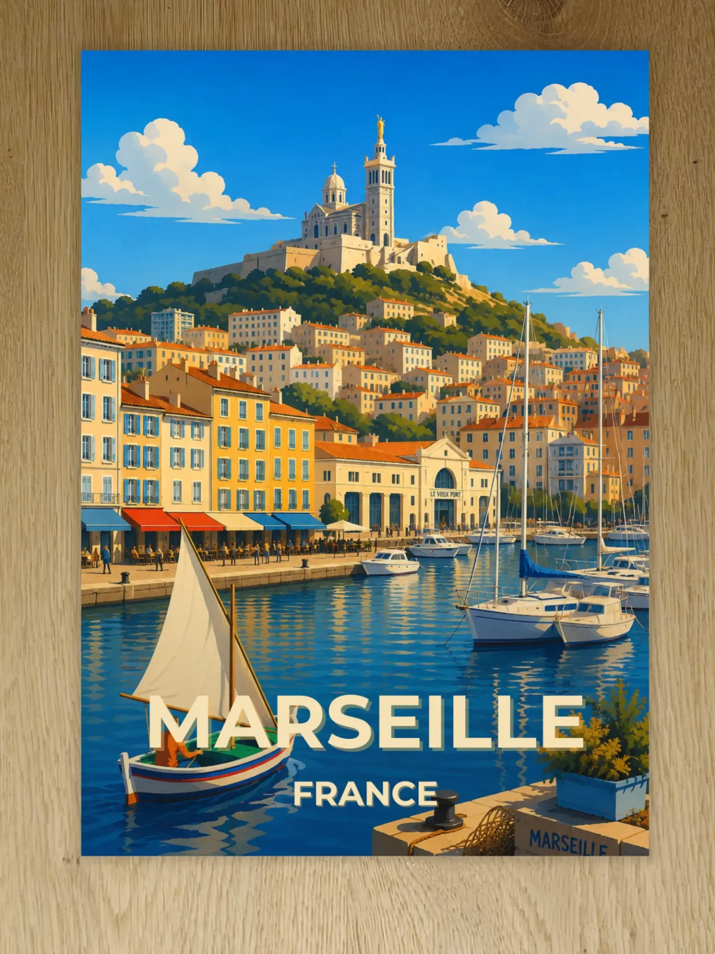 Affiche Marseille – Vieux-Port & Notre-Dame de la Garde