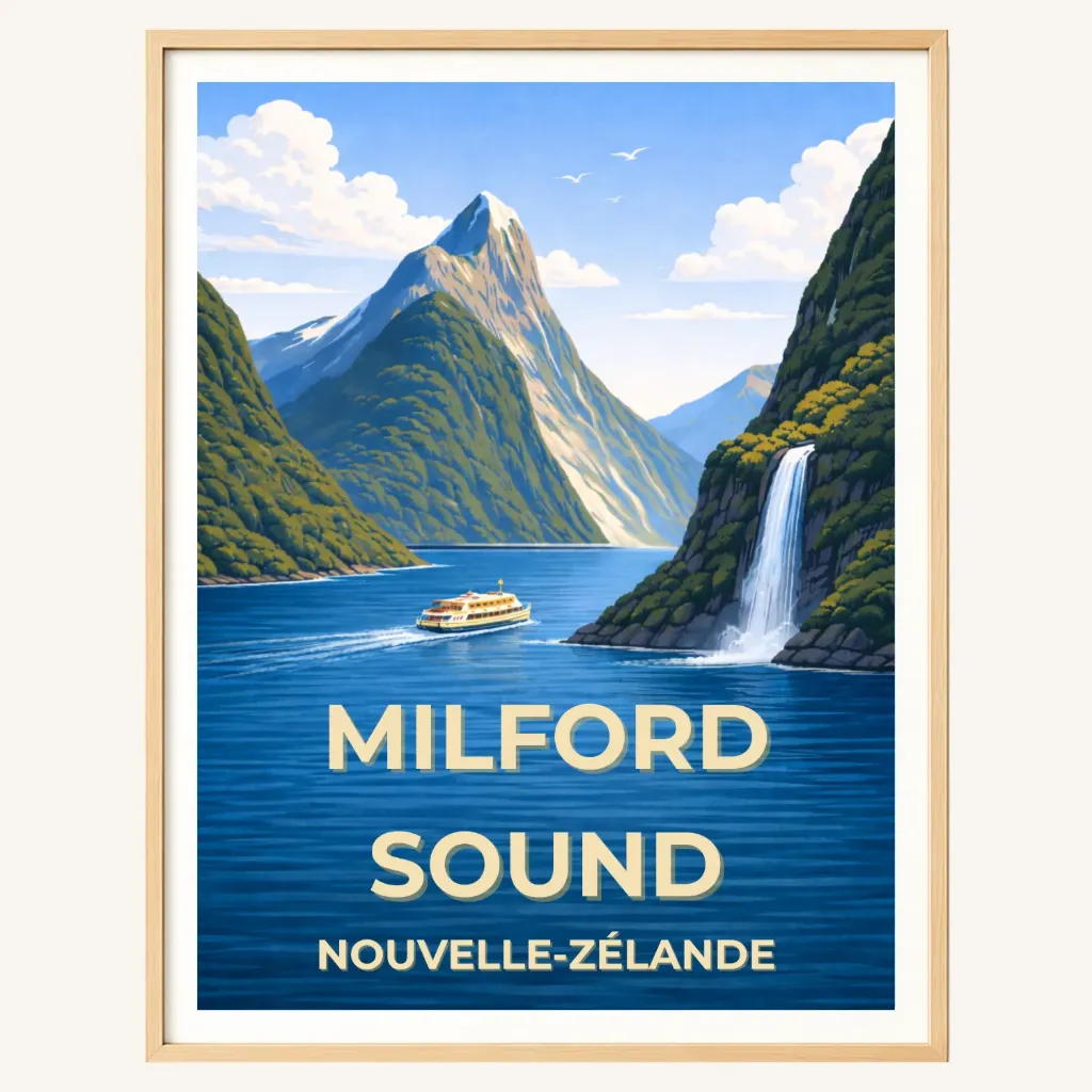 Affiche Milford Sound – Fiordland, Nouvelle-Zélande (A4)