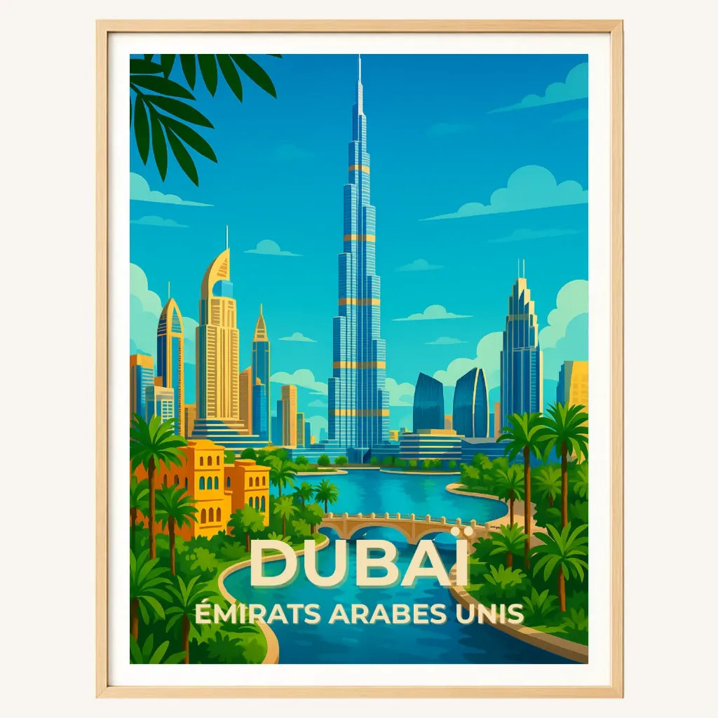 Affiche Dubaï – Burj Khalifa, Émirats arabes unis (A4)