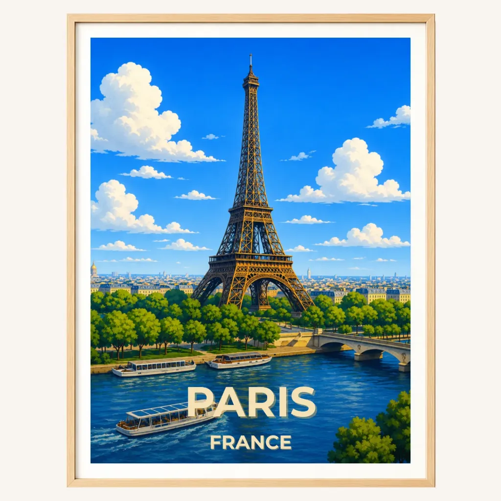 Affiche Paris – Tour Eiffel et Seine (A4)