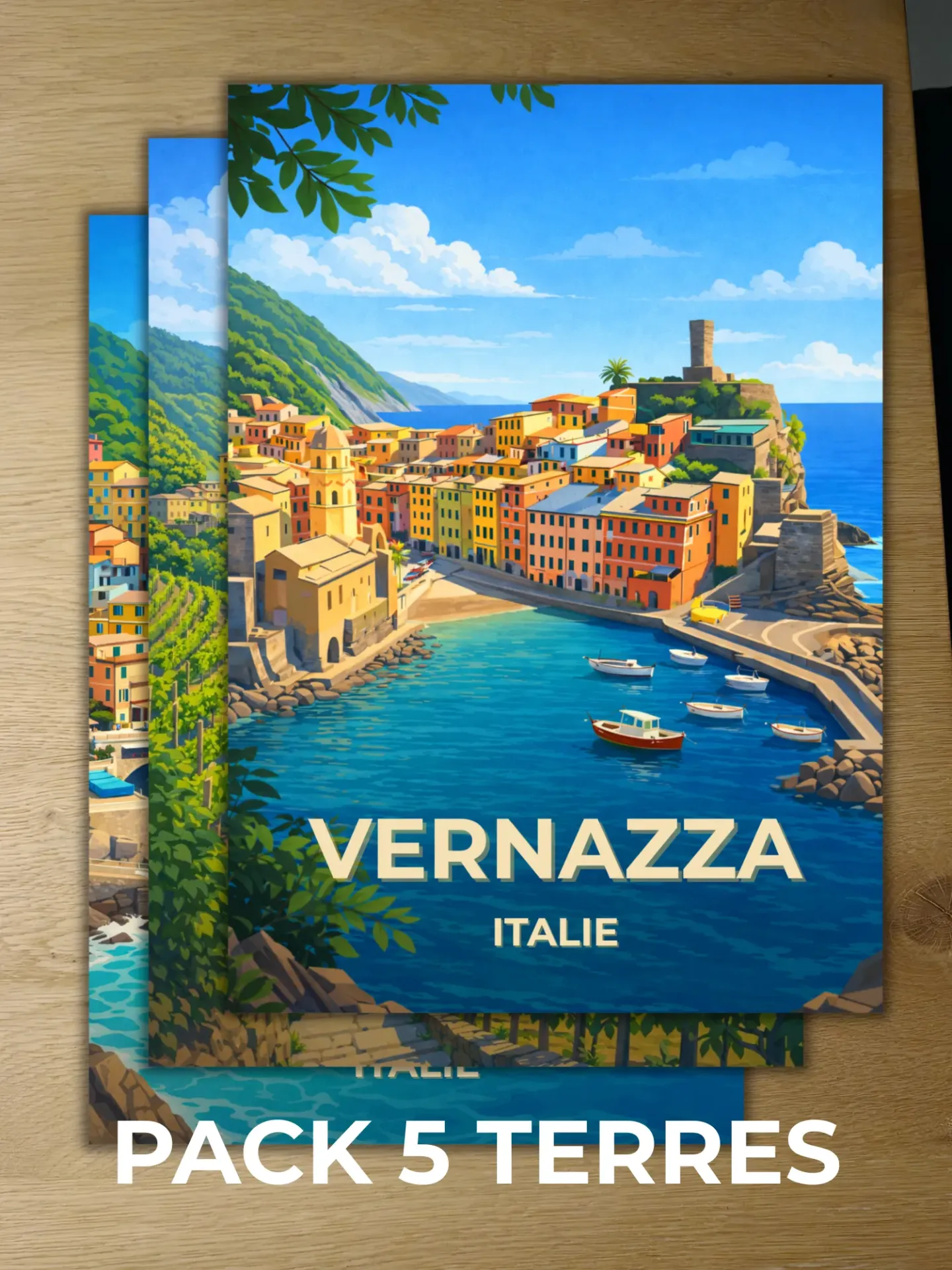 Pack Affiches Cinque Terre – Les 5 Villages d’Italie (A4)