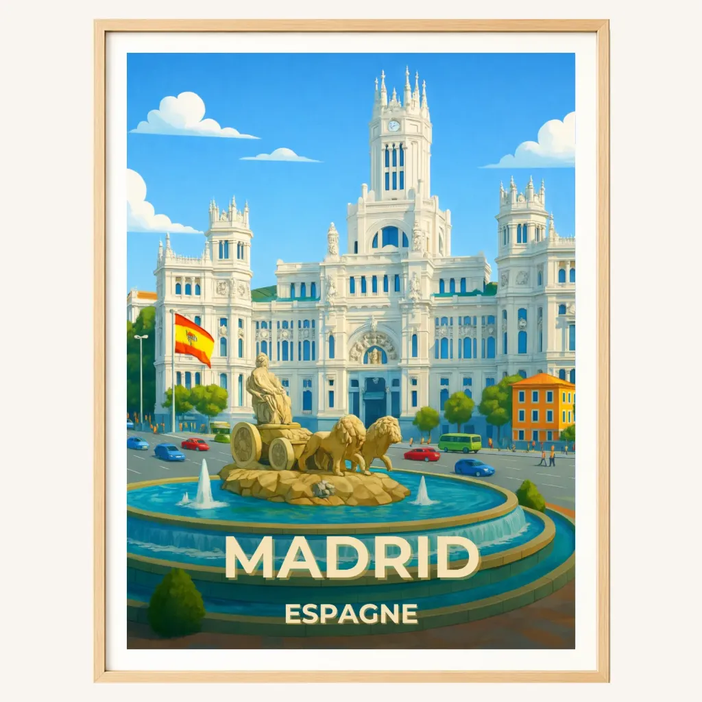 Affiche Madrid – Plaza de Cibeles, Espagne (A4, High Glossy 240g)