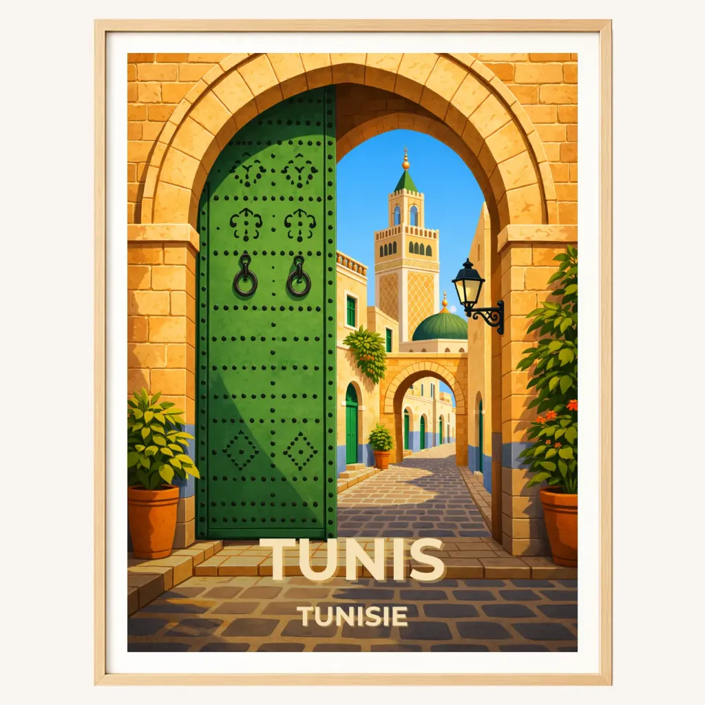 Affiche Tunis – Médina & Tunisie (A4)