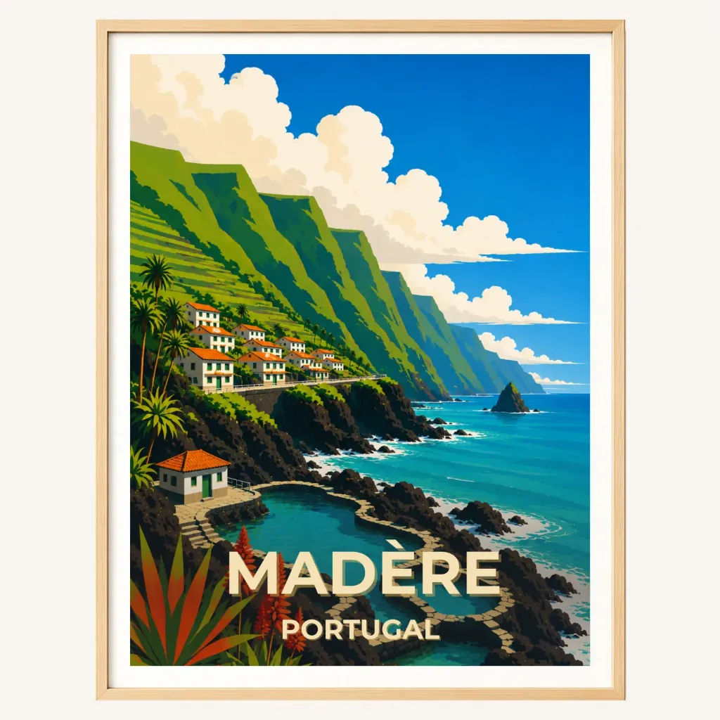 Affiche Madère – Île aux paysages volcaniques, Portugal (A4)