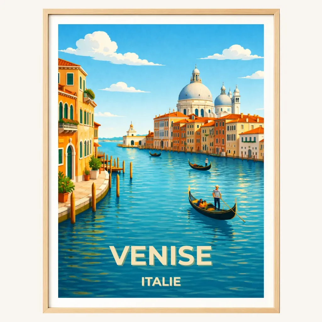 Affiche Venise – Grand Canal & Gondoles, Italie (A4)