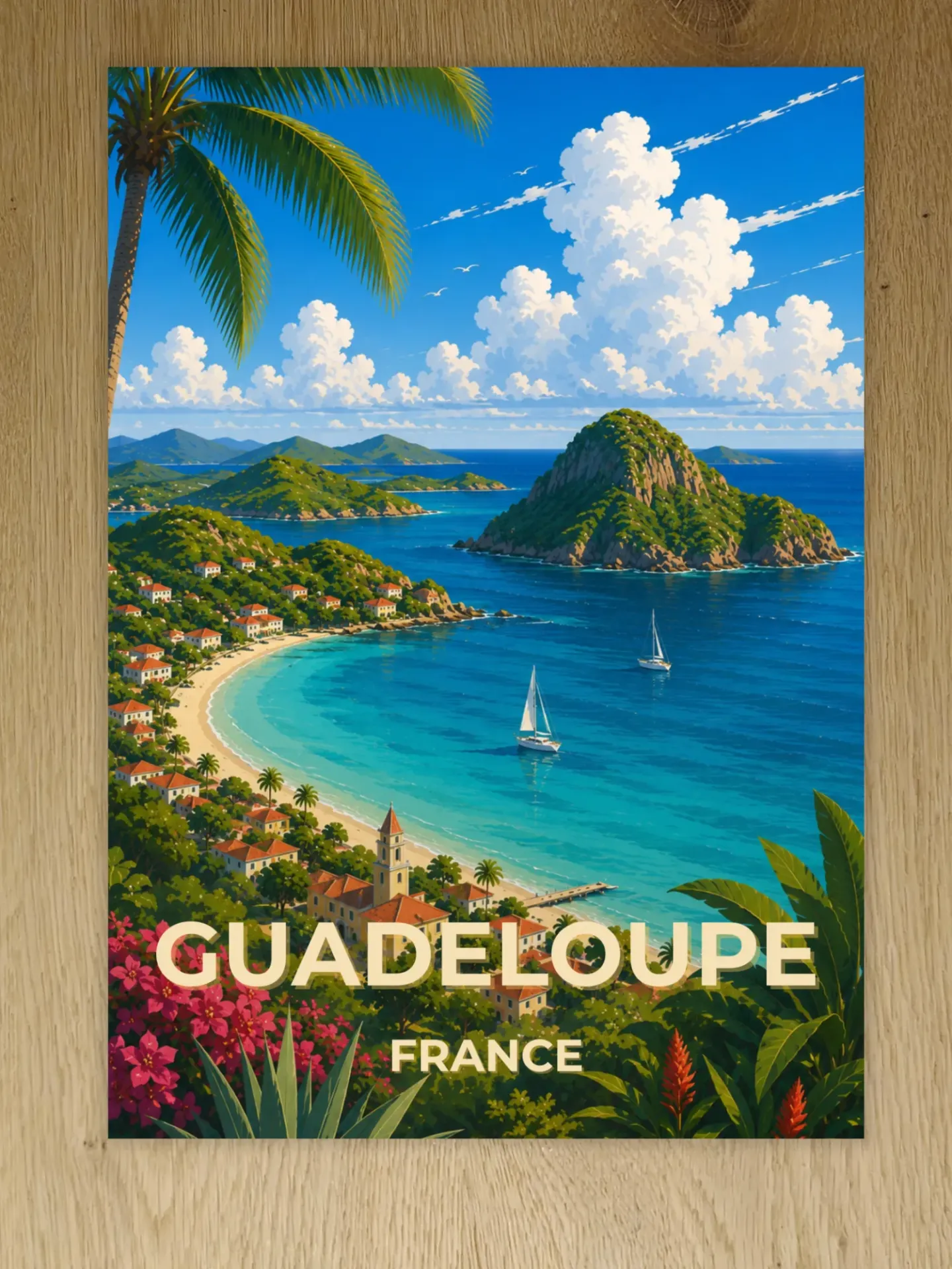 Affiche Guadeloupe – Caraïbes & paysages tropicaux