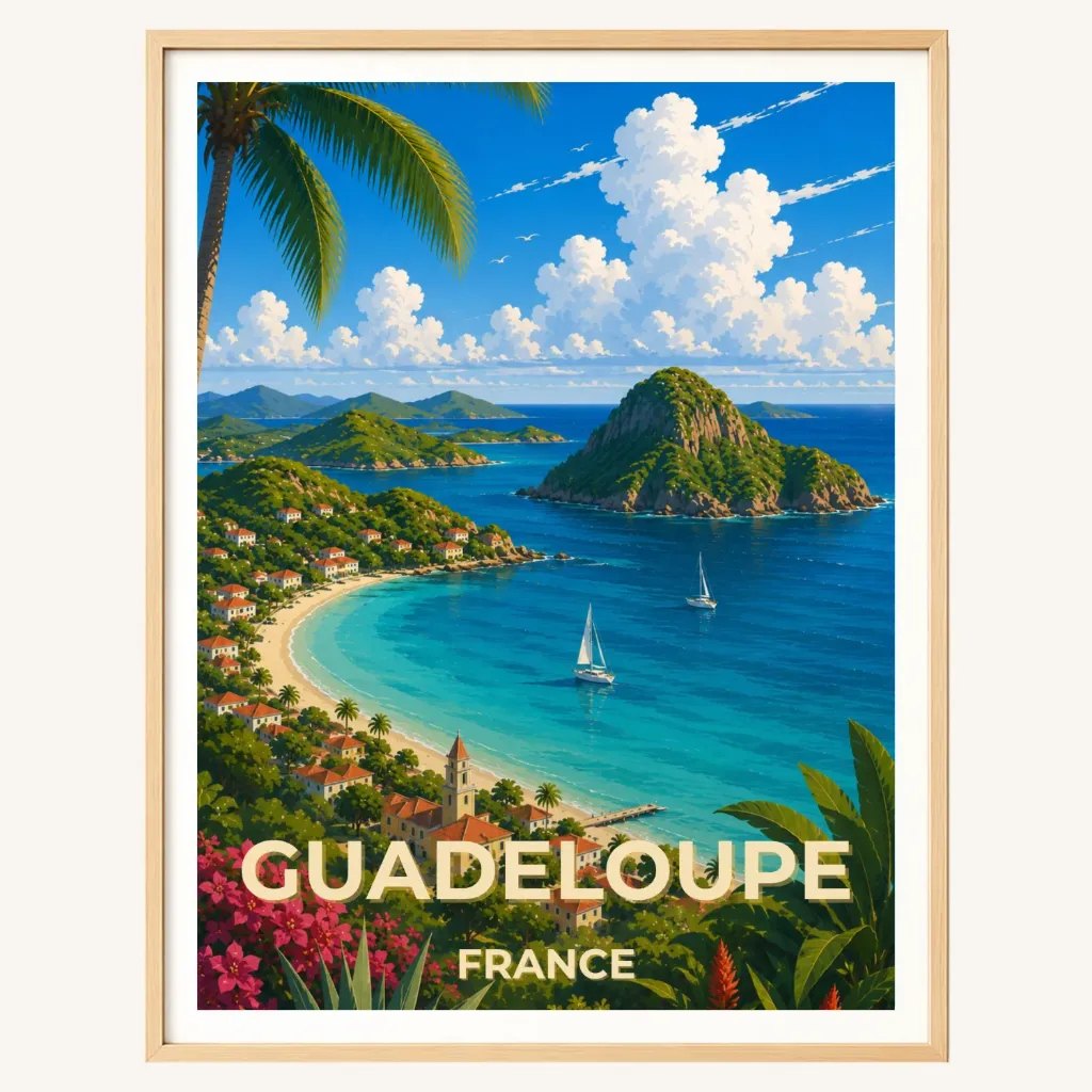 Affiche Guadeloupe – Caraïbes & paysages tropicaux (A4)