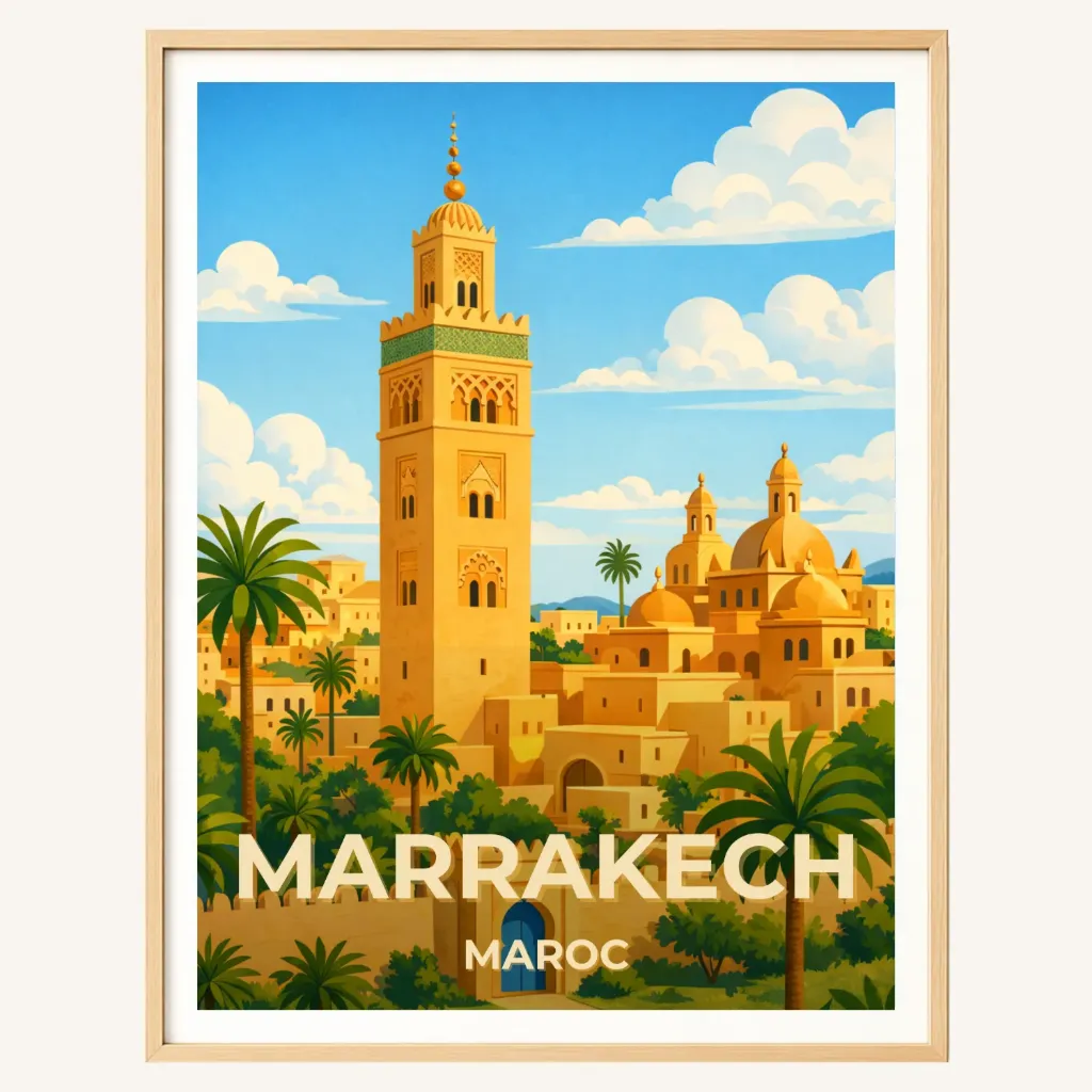 Affiche Marrakech – Koutoubia & Maroc (A4)