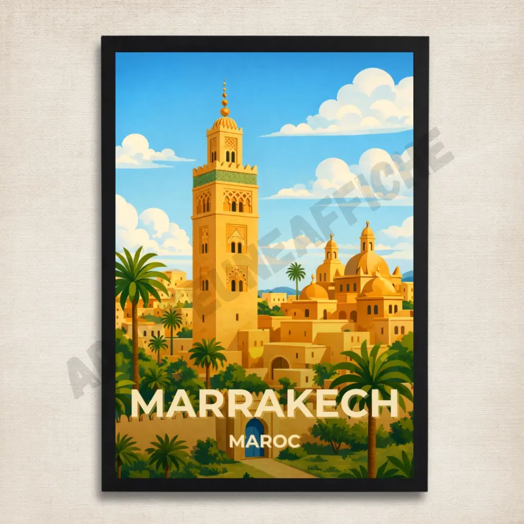 Affiche Marrakech – Koutoubia & Maroc