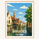 Affiche Bruges – Les canaux de Belgique