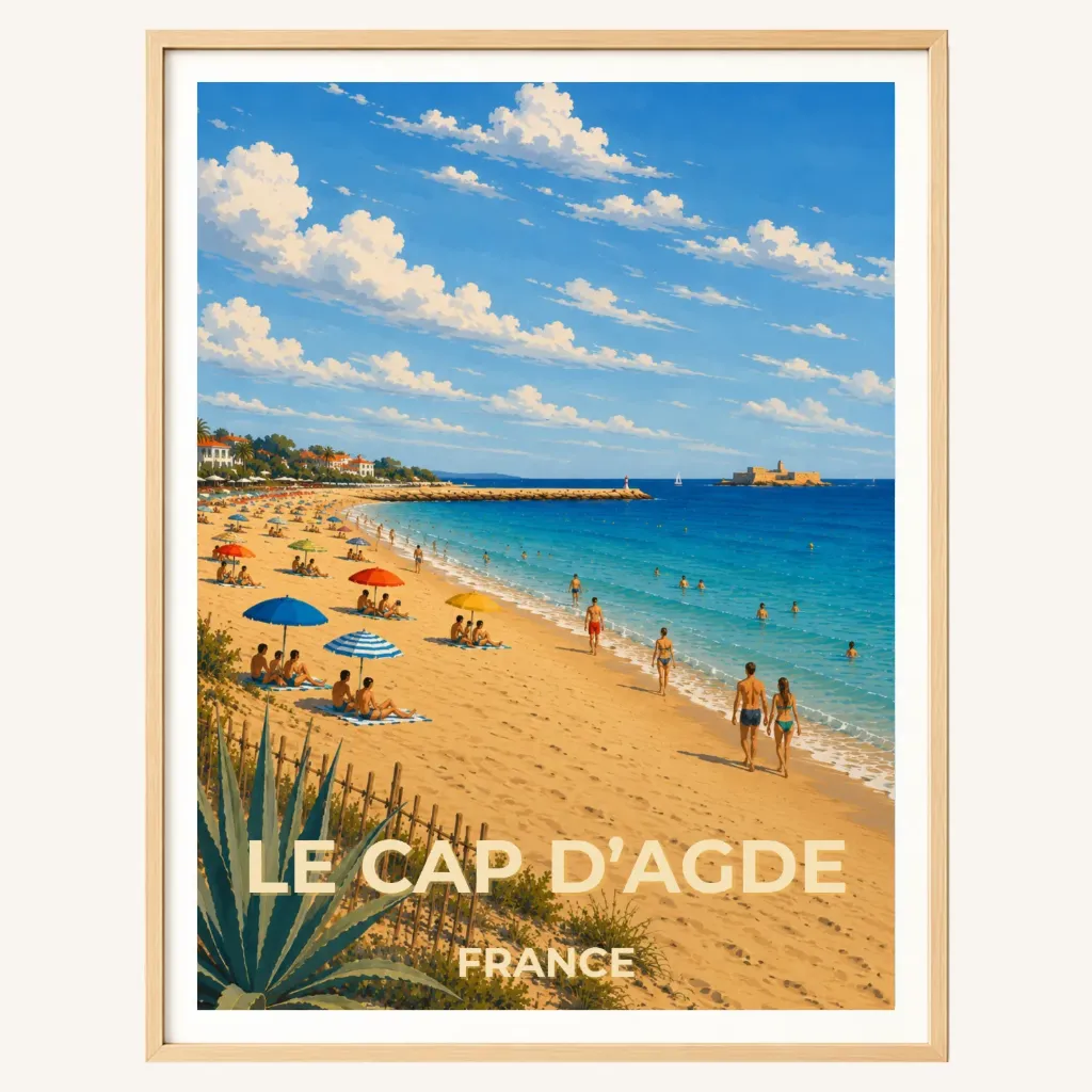Affiche Le Cap d'Agde – Plage et Fort de Brescou