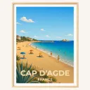 Affiche Cap d'Agde – Plage et Fort de Brescou