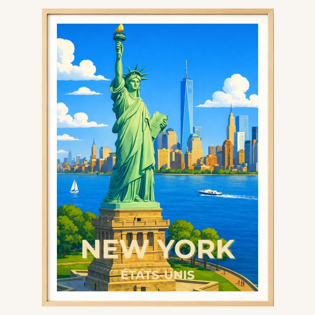 Affiche New York – Statue de la Liberté, États-Unis (A4)