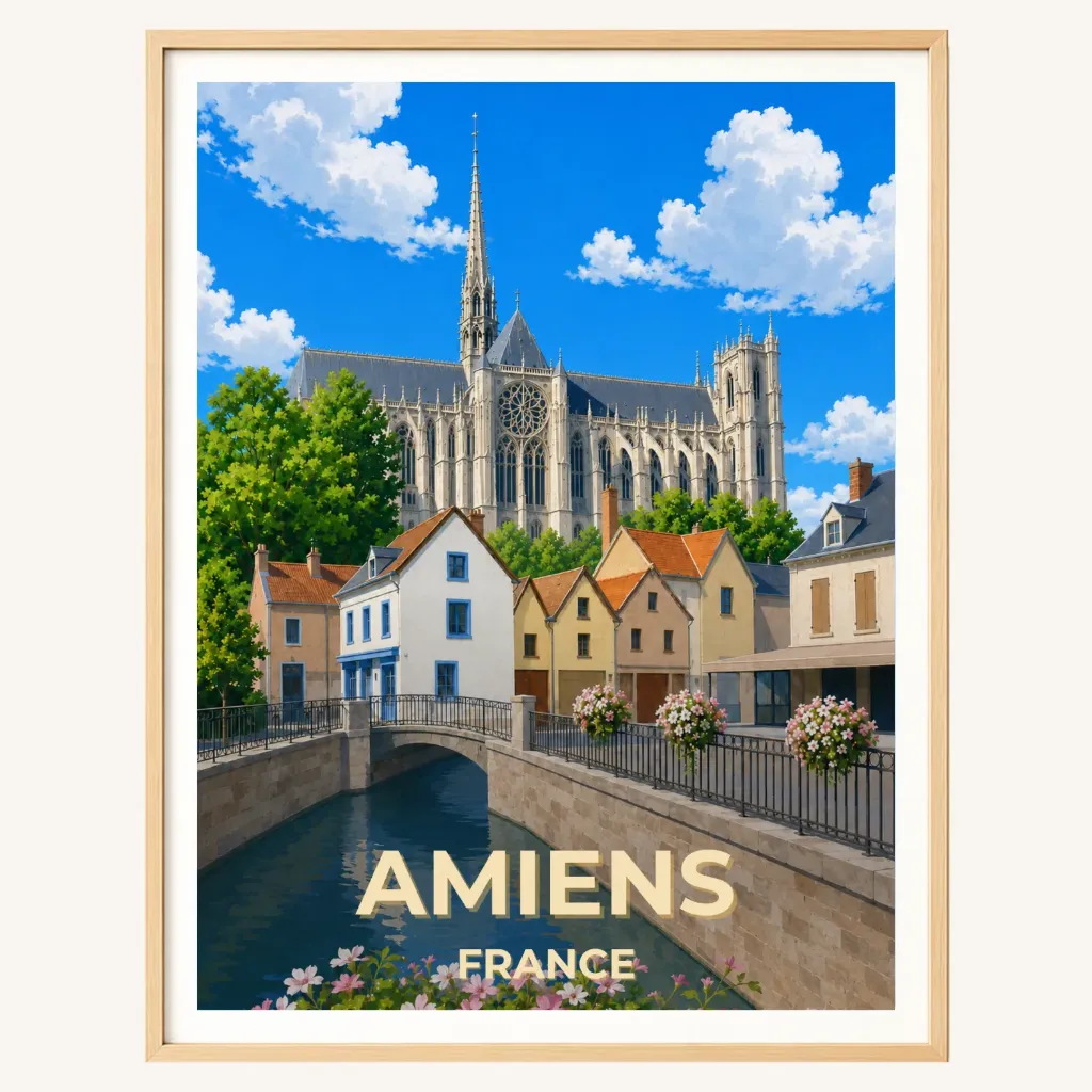 Affiche Amiens – Cathédrale Notre-Dame et quartier Saint-Leu (A4, Brillant)