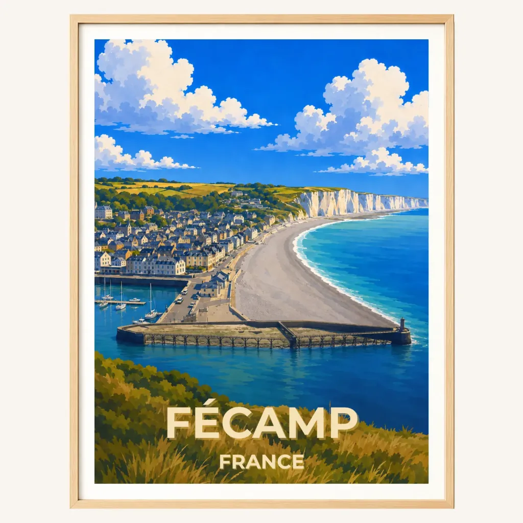 Affiche Fécamp – Le port vu depuis le cap Fagnet