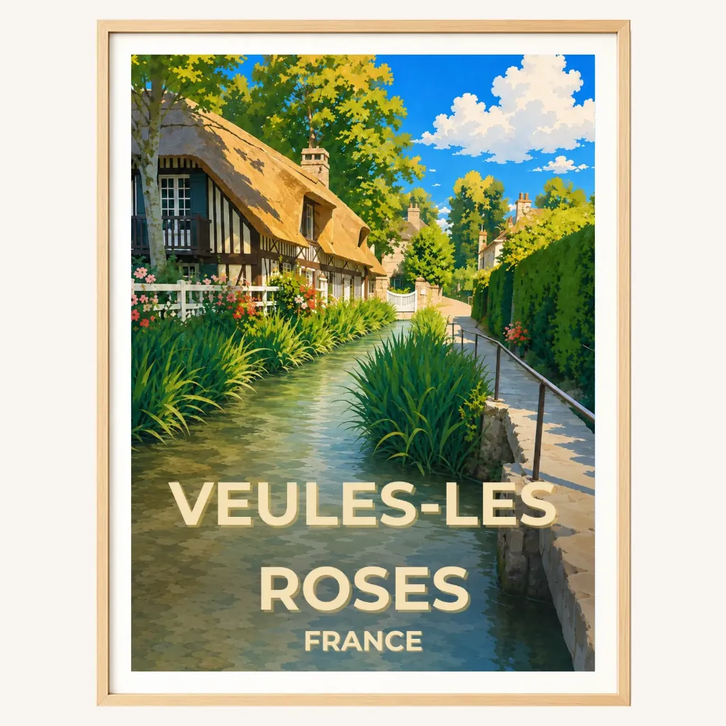 Affiche Veules-les-Roses – La Veules et sa chaumière