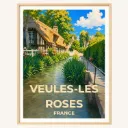 Affiche Veules-les-Roses – La Veules et sa chaumière