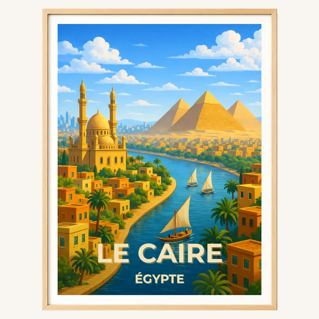 Affiche Le Caire – Égypte & Pyramides de Gizeh (A4)