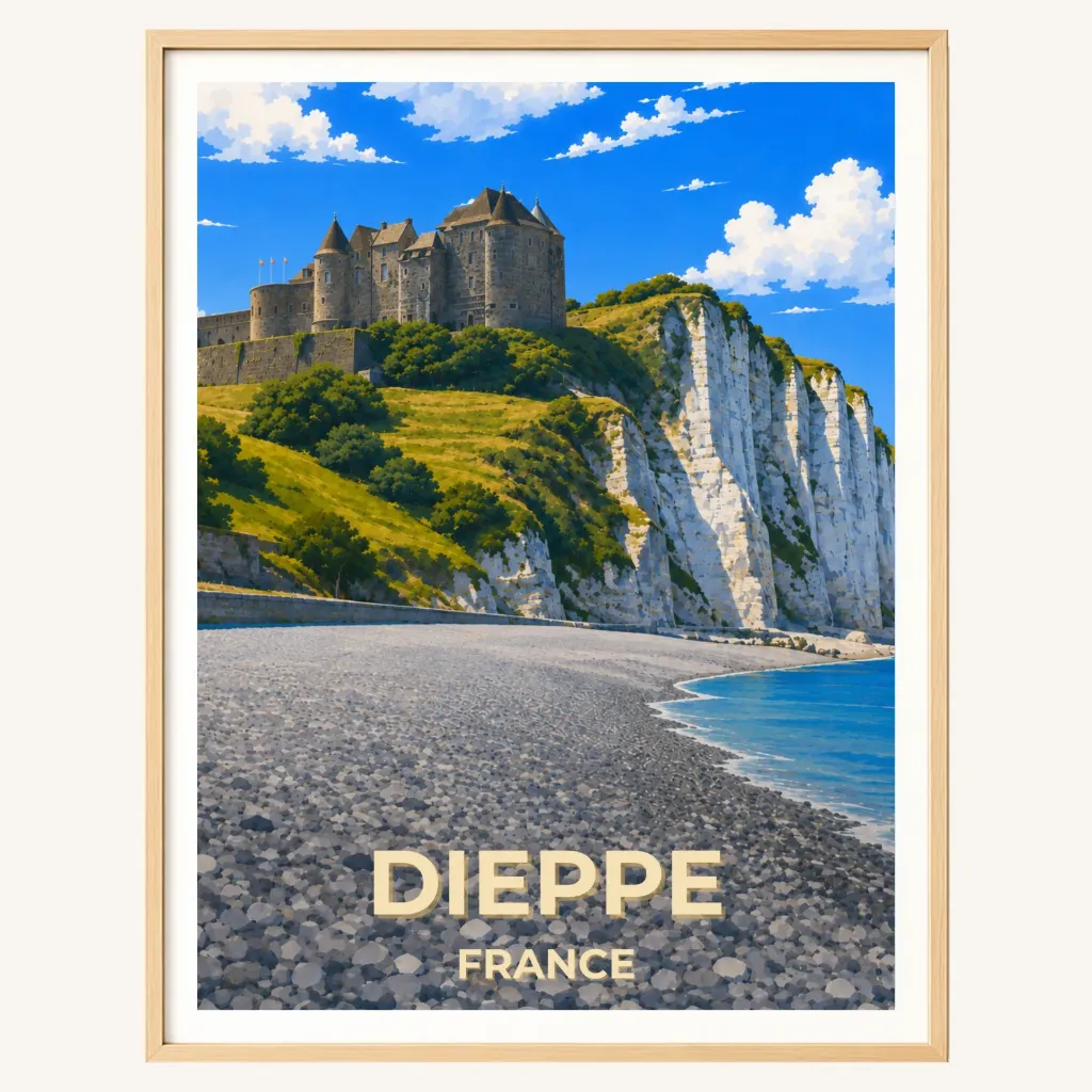 Affiche Dieppe – Le château et les falaises
