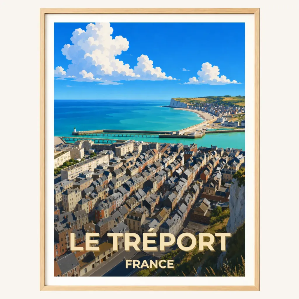 Affiche Le Tréport – Le port vu depuis les falaises