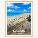 Affiche Calais – La plage et le Dragon de Calais