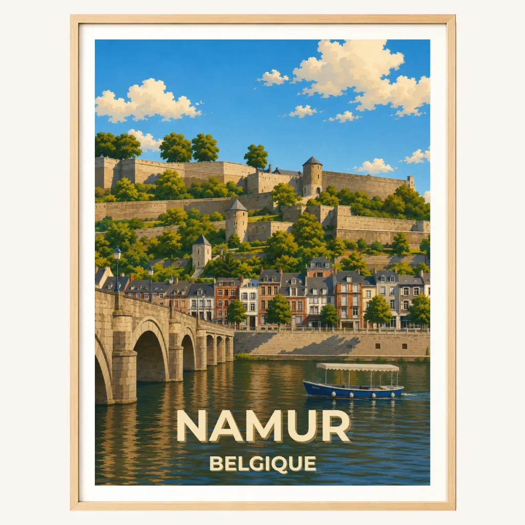 Affiche Namur – Citadelle, Meuse et pont de Jambes