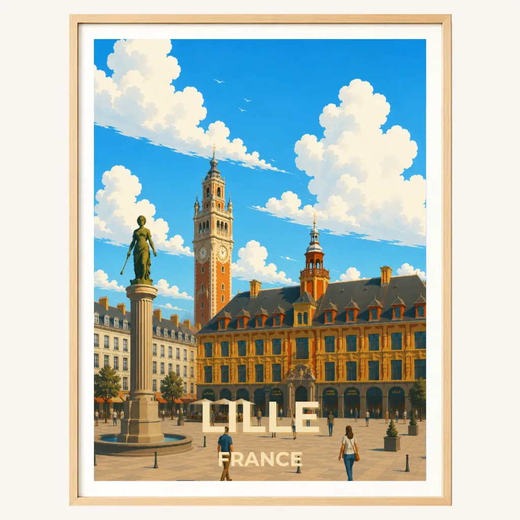 Affiche Lille – Grand’Place & Vieille Bourse (A4)