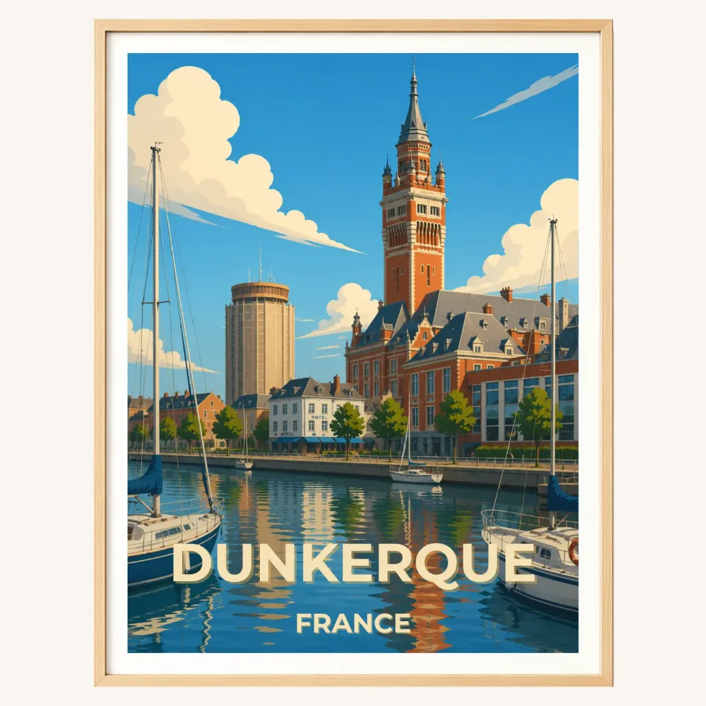 Affiche Dunkerque – Beffroi & Bassin du Commerce (A4)