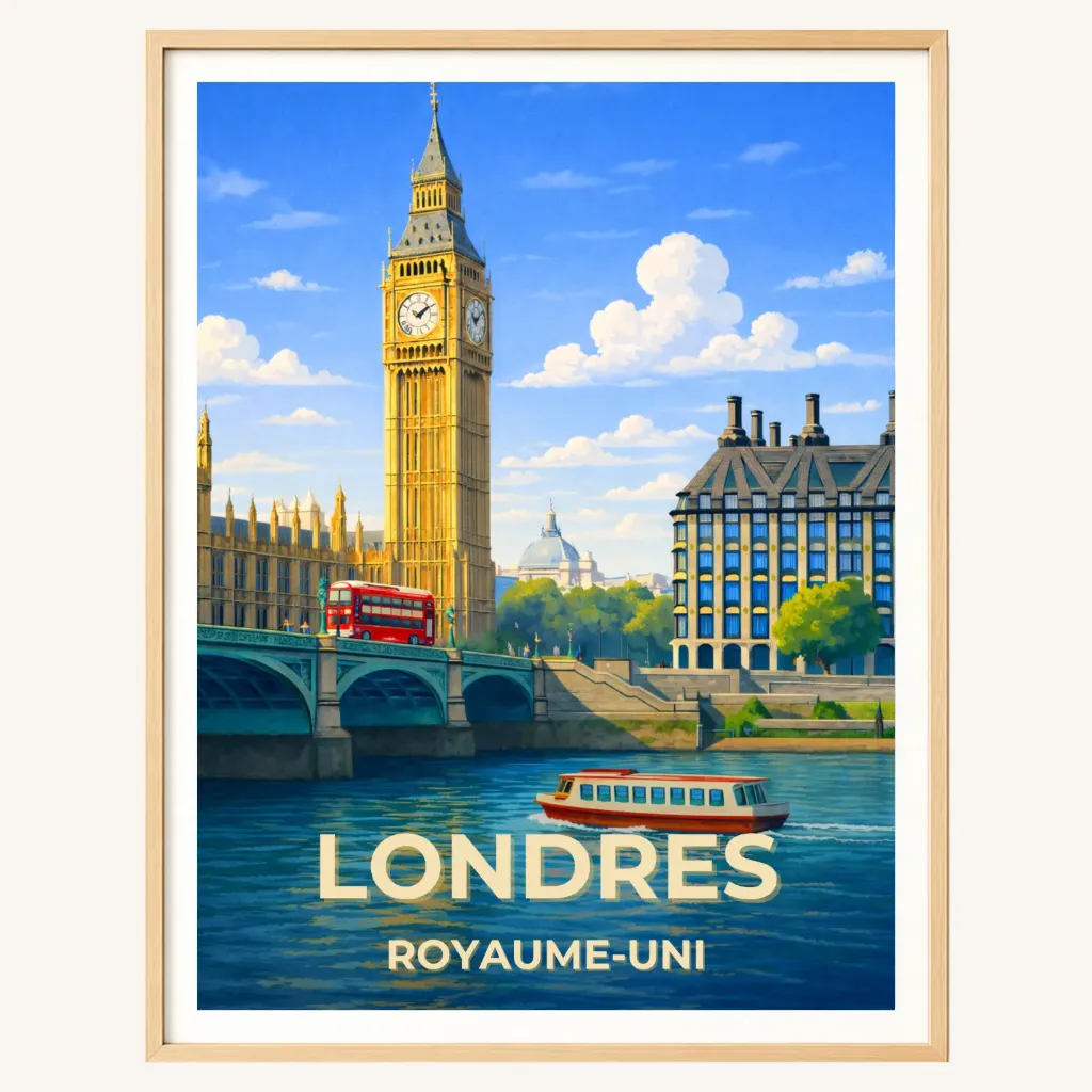 Affiche Londres – Big Ben & Westminster, Royaume-Uni (A4)