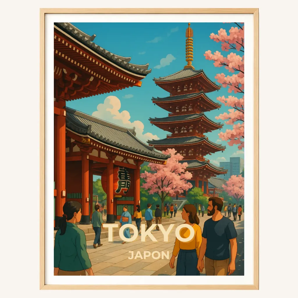 Affiche Tokyo Traditionnel – Temple Sensō-ji, Japon (A4)