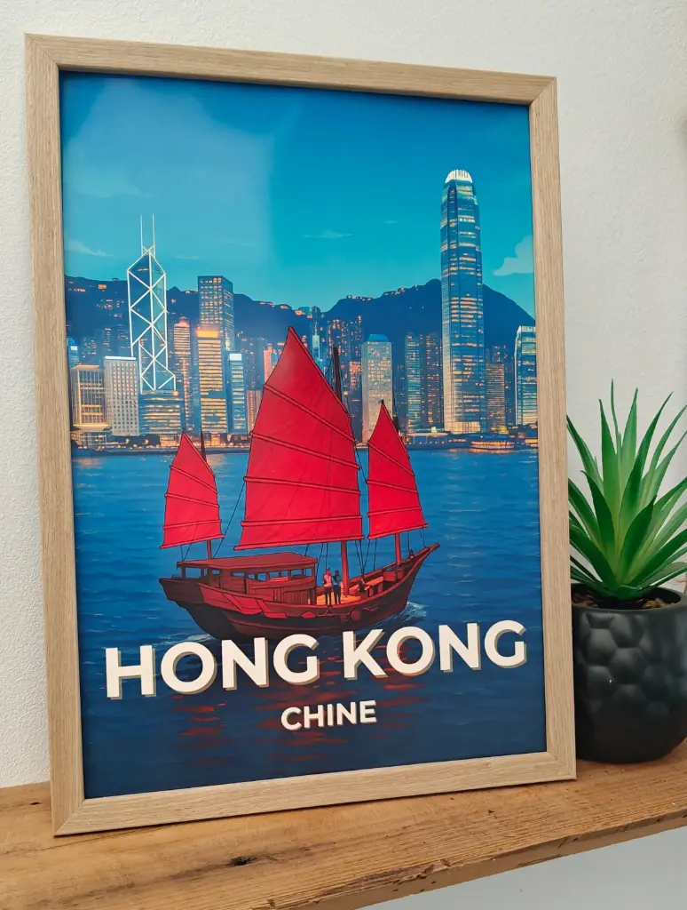 Affiche Hong Kong – Victoria Harbour & Jonque